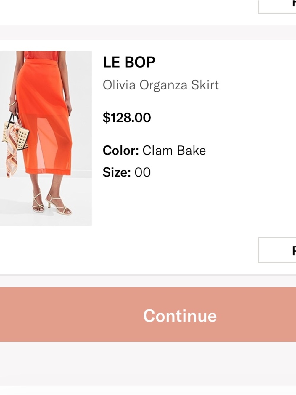 Olivia Organza Midi Skirt — Clam Bake Orange